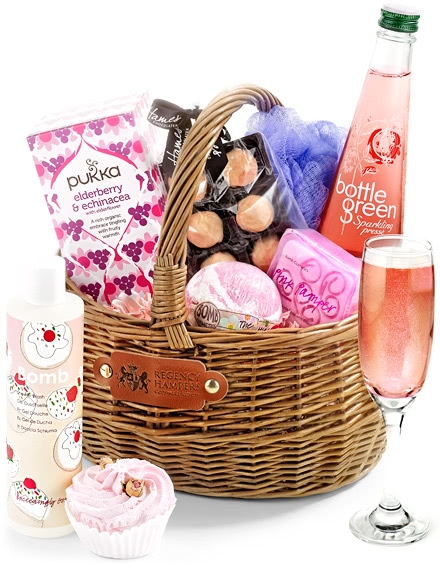 Valentine's Day Pampering Set in Gift Basket With Alcohol-Free Pressé